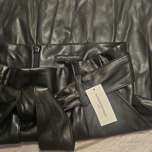 Banana Republic Black Leather Bow Skirt